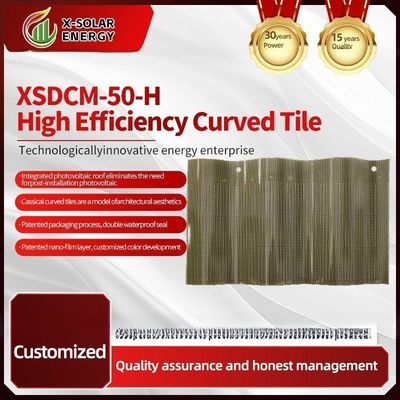 25A Max. Fuse Current XSDCM-50-H Curved Photovoltaic Solar Tiles untuk Desain Arsitektur Modern